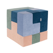 KiddyMoon Soft Foam Cubes with Velvet Cover Building Blocks for Children , Laguna Blue-Forest Green-Desert Pink-Ice Blue