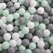 KiddyMoon Soft Plastic Play Balls 6cm /  2.36 Multi Colour Made in EU, White/ Grey/ Mint