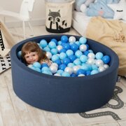 KiddyMoon Soft Plastic Play Balls ∅ 7cm/2.75in Multi-colour Made in EU, baby blue/blue/pearl, 300 Balls/7cm-2.75in