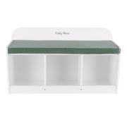 KiddyMoon Storage Bench for Kids with Foam Children Multifunctional Toy Furniture Sitting Playroom, White/  Forest Green