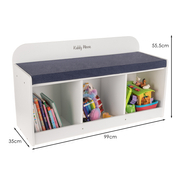 KiddyMoon Storage Bench for Kids with Foam Children Multifunctional Toy Furniture Sitting Playroom, White/ Light Grey