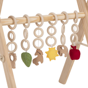 KiddyMoon Wooden Baby Gym for Newborns with Play Mat BT-001, Natural With Forest Green Play Mat