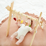 KiddyMoon Wooden Baby Gym for Newborns with Play Mat BT-001, natural/pink, UNI