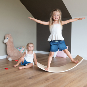 KiddyMoon Wooden Balance Board for Children Wooden Swing Board Montessori Toy for Kids Balancing Board for Babies 80x30cm, Black