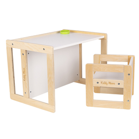 KiddyMoon Wooden Desk Chair Set For Children TC-002, Natural/ White