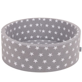 KiddyMoon Zipped Ball Pit Cover, Round White Stars