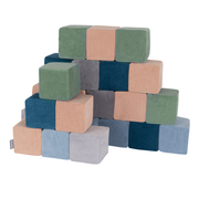 KiddyMoon velvet foam cubes for kids 14cm soft, Cubes: Lagoon Turquoise-Forest Green-Desert Pink-Ice Blue-Grey Mountains