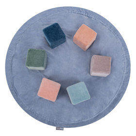 KiddyMoon velvet play mat and bag 2in1 for kids, Ice Blue: Dark Turquoise/ Pastel Blue/ Grey/ White