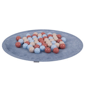 KiddyMoon velvet play mat and bag 2in1 for kids, Ice Blue: Pastel Beige/ Pastel Blue/ Salmon Pink