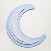 KiddyMoon wall decor kids room nursery wood mdf multiple shapes 3D, Crescent:  Blue/ Grey