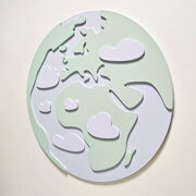 KiddyMoon wall decor kids room nursery wood mdf multiple shapes 3D, Earth:  Green/ Grey