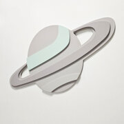 KiddyMoon wall decor kids room nursery wood mdf multiple shapes 3D, Saturn:  Beige/ Grey