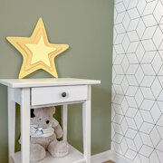 KiddyMoon wall decor kids room nursery wood mdf multiple shapes 3D, Star:  Yellow