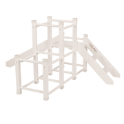 KiddyMoon wooden playground with a slide climbing frame for kids, White