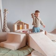 PPZV-234 KiddyMoon Foam playground sand beige VELVET  hill/ tunnel/ ramp L/ haftshaft L, Sand Beige