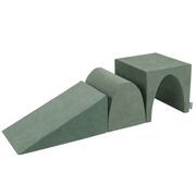 PPZV-243 KiddyMoon Foam playground VELVET - wedge L/hill/tunnel, forest green, Multi-Size