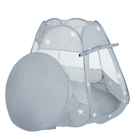 Play Tent Castle House Pop Up Ballpit Shell Plastic Balls For Kids, Grey: White/ Grey/ Powder Pink