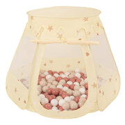 Play Tent Castle House Pop Up Ballpit Shell Plastic Balls For Kids, Light Beige:  Pastel Beige/ Salmon Pink/ White