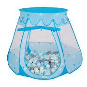 Play Tent For Kids Castle Baby Playhouse For Children With Colorful Balls Pop Up Perfect For Indoor And Outdoor Easy Set Up Includes Carry Bag, Blue: Pearl-Grey-Transparent-Babyblue-Mint