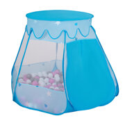 Play Tent For Kids Castle Baby Playhouse For Children With Colorful Balls Pop Up Perfect For Indoor And Outdoor Easy Set Up Includes Carry Bag, Blue: Pearl/ Transparent