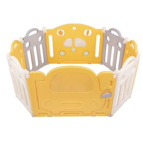 Playpen Box Foldable for Children with Plastic Colourful Balls, White-Yellow: Turquoise/ Blue/ Yellow/ Transparent