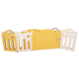 Playpen Box Foldable for Children with Plastic Colourful Balls, White-Yellow: Yellow/ Green/ Blue/ Red/ Orange