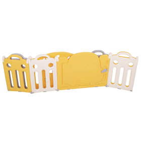 Playpen Box Foldable for Children with Plastic Colourful Balls, White-Yellow: Yellow/ Pearl