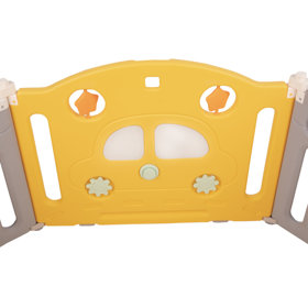 Playpen Box Foldable for Children with Plastic Colourful Balls, White-Yellow: Yellow/ White/ Grey/ Orange