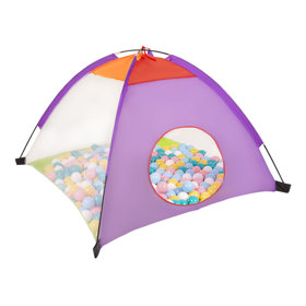 Selonis 3in1 Play Tent with Tunnel Playground Ball Pit with Balls for Kids, Multicolour:white/yellow/babyblue/ powder pink/turquoise