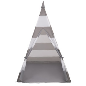 Teepee Tent for Kids Play House Indoor Outdoor Tipi, Grey And White Stripes