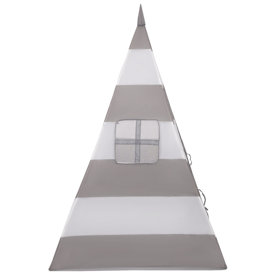 Teepee Tent for Kids Play House Indoor Outdoor Tipi, Grey And White Stripes