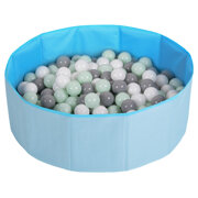 children colourfull foldable ballpit plastic balls, blue: white-gray-mint, 100 balls