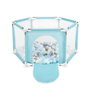 hexagon 6 side play pen with plastic balls , Mint: Pearl/ Grey/ Transparent/ Babyblue/ Mint