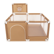 square play pen filled with plastic balls basketball, Beige