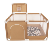 square play pen filled with plastic balls basketball, Beige: Pastel Beige/ Grey/ White/ Black