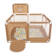 square play pen filled with plastic balls basketball, Beige: Pastel Beige/ Pastel Blue/ Pastel Yellow/ Mint