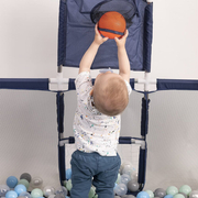 square play pen filled with plastic balls basketball, Blue: Black/ White/ Blue/ Red/ Yellow/ Turquoise
