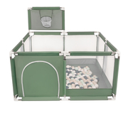 square play pen filled with plastic balls basketball, Green: Dark Turquoise/ Pastel Beige/ White/ Mint