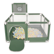 square play pen filled with plastic balls basketball, Green: Pastel Beige/ Pastel Blue/ Pastel Yellow/ Mint