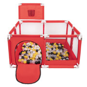 square play pen filled with plastic balls basketball, Red: Black/ Pearl/ Yellow/ Transparent