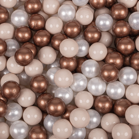 KiddyMoon velvet play mat and bag 2in1 for kids, desert pink:pastel beige/copper/pearl, XL/50 balls