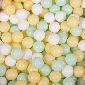 KiddyMoon Soft Plastic Play Balls ∅ 7cm/2.75in Multi-colour Made in EU, pastel yellow/white/mint, 200 Balls/7cm-2.75in