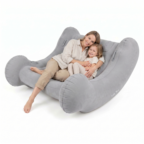 KiddyMoon Inflatable Sensory Rocker Chair For Kids With Pump And Handles, light grey, L