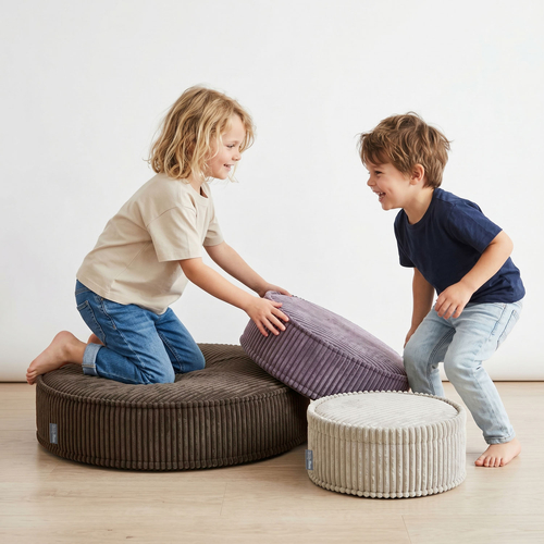 KiddyMoon 3-Piece Foam Elements for Kids Children's Room Accessory, beżowy-fioletowy-brązowy