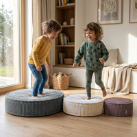 KiddyMoon 3-Piece Foam Elements for Kids Children's Room Accessory, fioletowy-beżowy-ciemnoszary