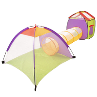 3in1 Play Tent with Tunnel Playground Ball Pit with Balls for Kids, Blue, 120x100x375