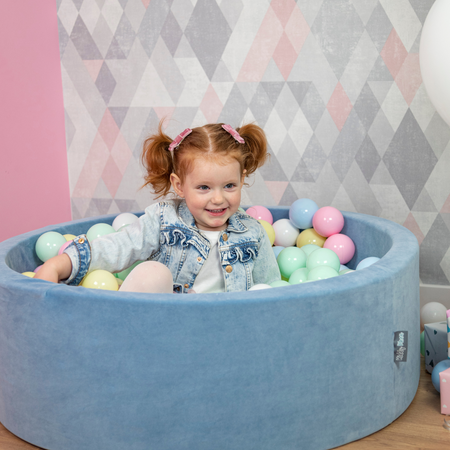 KiddyMoon Baby Foam Ball Pit with Balls ∅ 7cm / 2.75in Made in EU, Coffee: white/pastel beige/brown, 90x30cm/300 balls