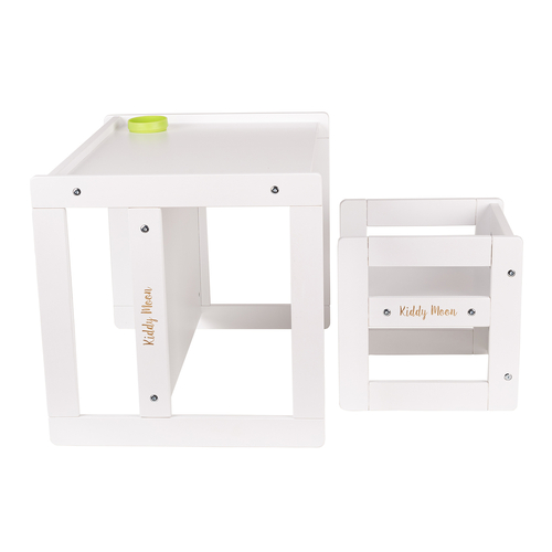 KiddyMoon Wooden Table with Chair for Kids TC-002, white