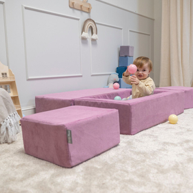 KiddyMoon Set of Two Poufs For Children's Soft, Lightweight and Multifunctional Seats Ribbed Fabric Removable Covers Ideal for Play and Relaxation, , Pouf/Pouf