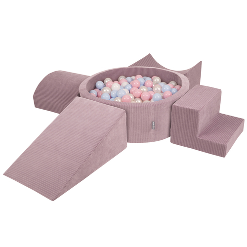 KiddyMoon Foam Playground For Kids Soft Textured Safe Blocks Baby, purple: pastel blue/perle/powder pink/white